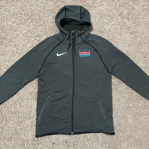 Nike Kenya Jacket Men Medium Gray Team Pro Woven Tech Fleece Hoodie Full Zip